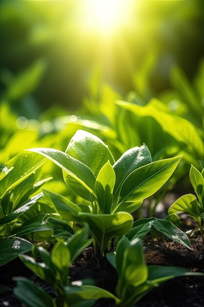 green plant leaves with sunlight