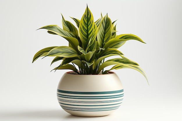 Green plant in pot isolated on white background