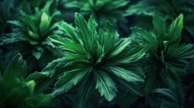 A green plant with a dark background and a dark background.