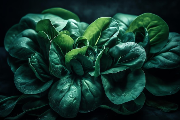 A green plant with a dark background and the words'green'on it