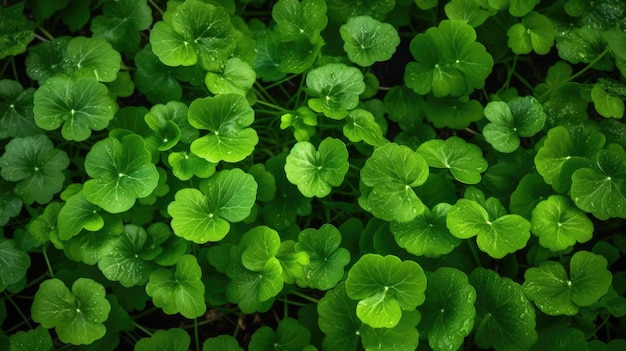 A green plant with four leaves of clover.