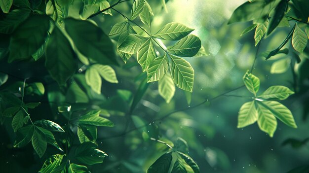 a green plant with green leaves that is blurred by sunlight