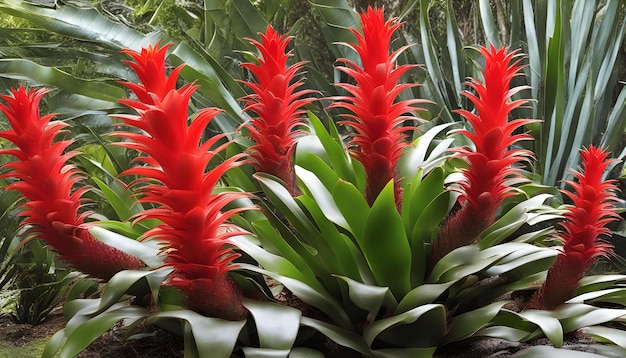 Photo a green plant with red flowers and green leaves