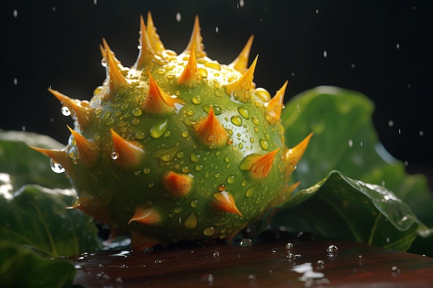 A green plant with spikes and leaves