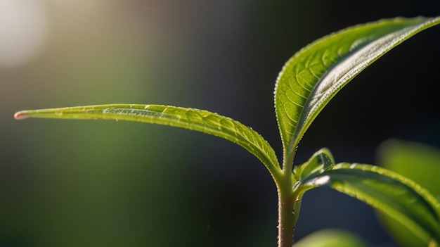 Photo a green plant with the sun shining through the leaves