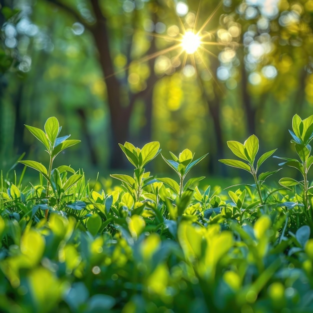 a green plant with the sun shining through the leaves