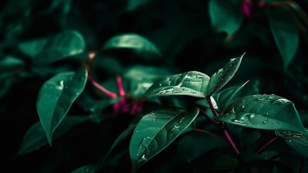 A green plant with water droplets on it