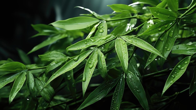 Green Plant With Water Droplets