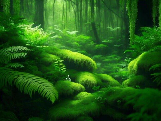 Green plants in forest Generative AI Illustration