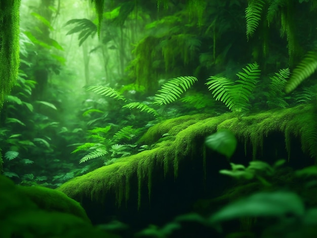 Green plants in forest Generative AI Illustration