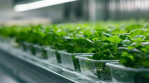 Green Plants in Plastic Trays Generative AI