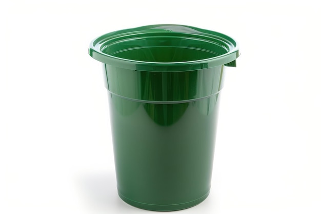 Green Plastic Bucket Isolated on White Background