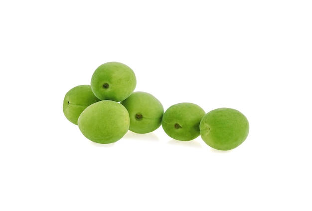 Green plum isolated on white background