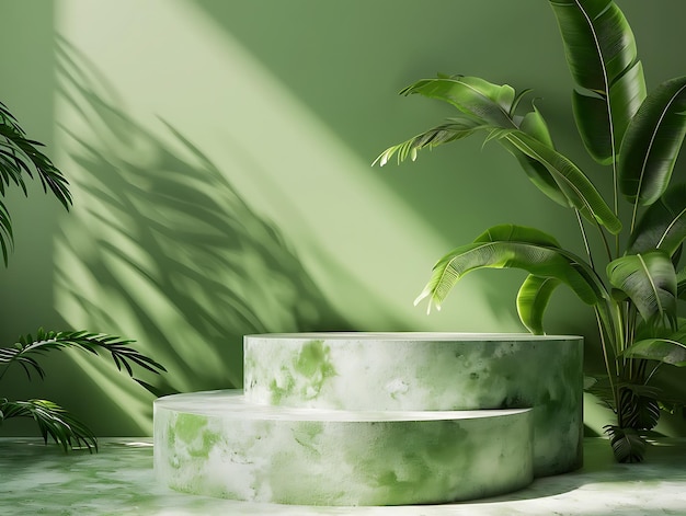 Green Podium Scene for Luxury Product Display