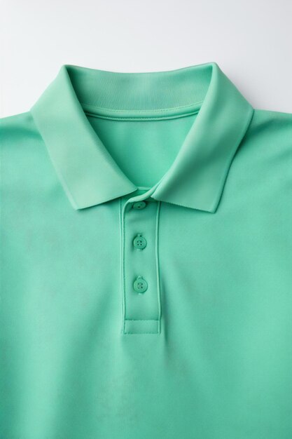 Green polo shirt white background top view generated AI