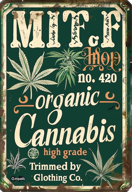 Photo a green poster with a plant on it that says organic