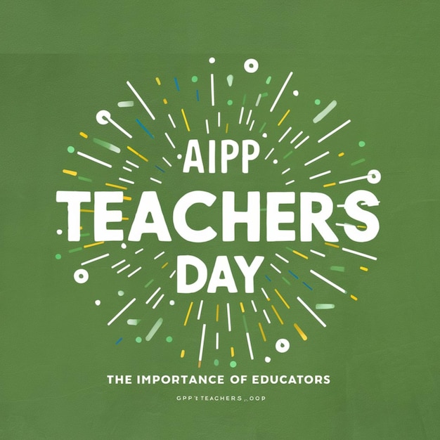 a green poster with the words  teacher day of education