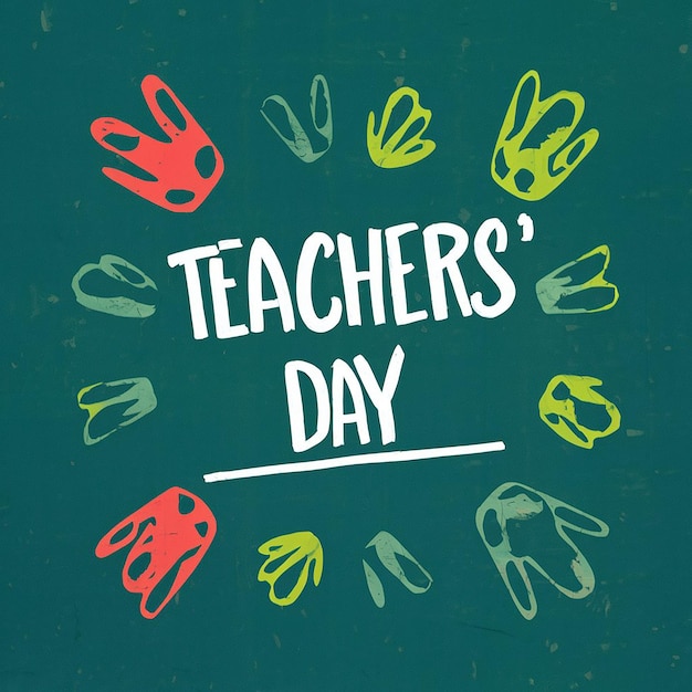 a green poster with the words teachers day written in white on it