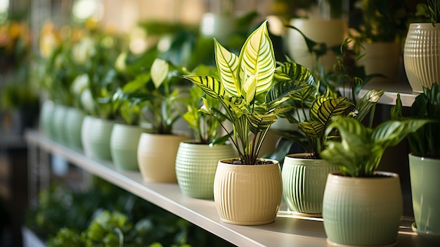 Green potted plants in light room Home decoration