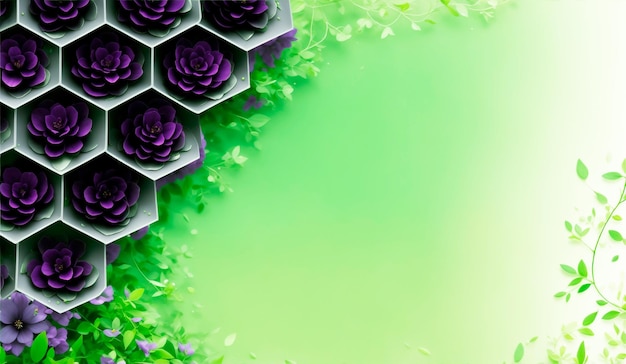 Green purple creative beehive flowers abstract background banner