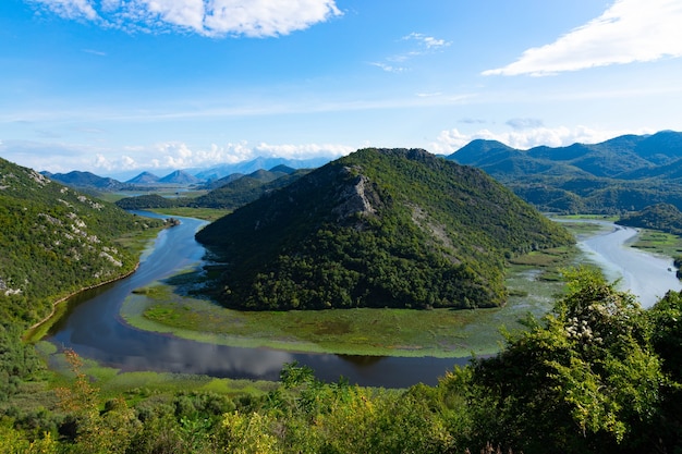 Green pyramid, a mountain on the Crnojevich River or Black River, near the shores of Lake Skadar. Montenegro