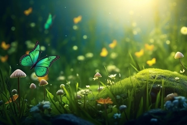 Green realistic spring background