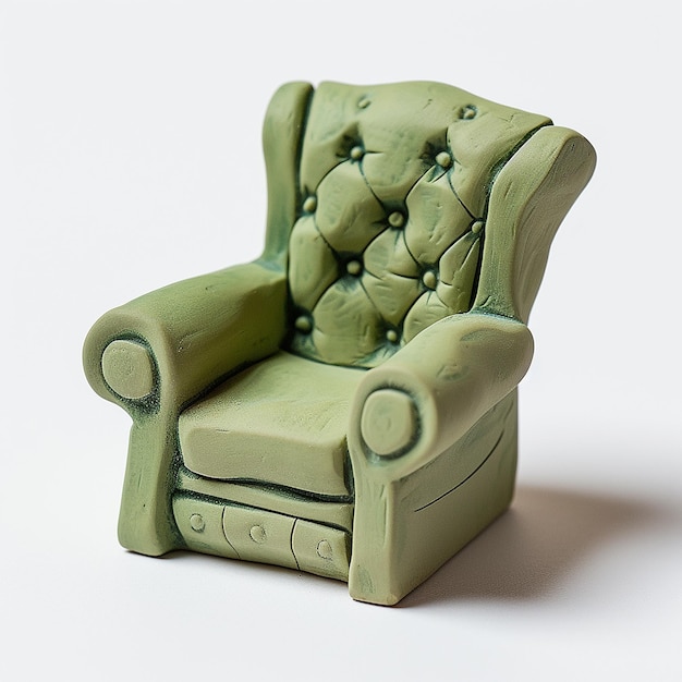 a green reclining chair with the word quot cursive quot on the back