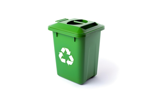 A green recycle bin with a recycle symbol