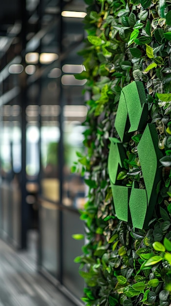 Photo green recycling symbol in modern office