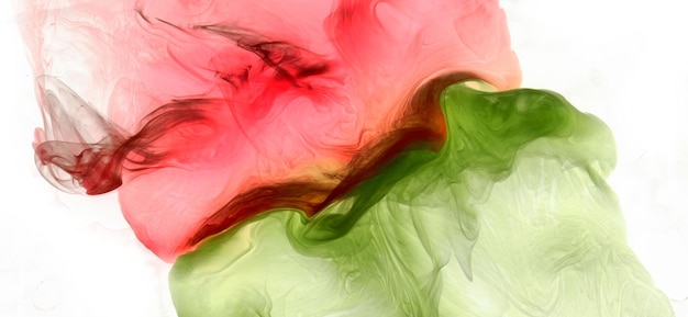 Green red smoke abstract background acrylic paint underwater explosion