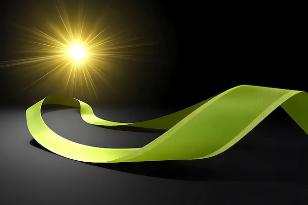 Photo green ribbon with light flare supportive focus