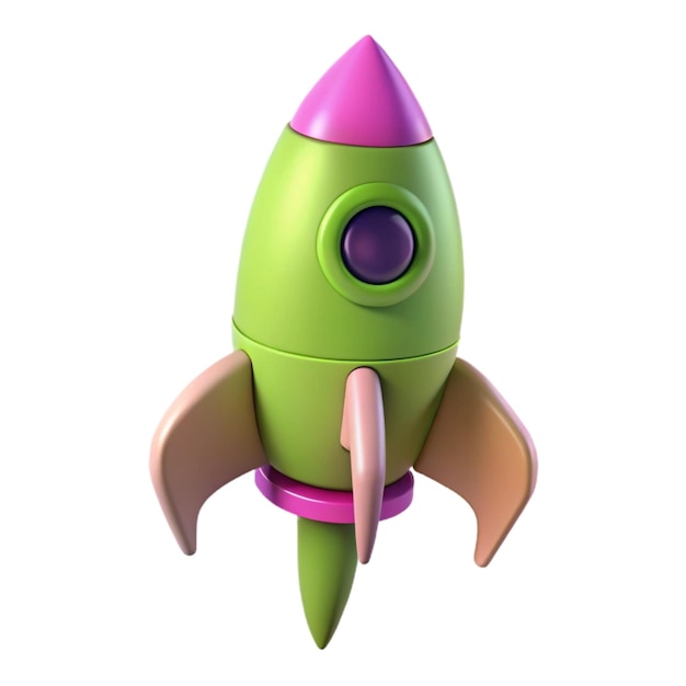 Photo a green rocket with a purple cover and a purple circle on the bottom