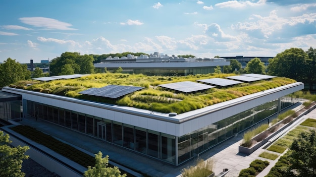 A green roof installation on a sustainable building Generative AI