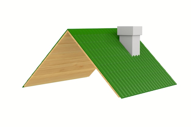 Green roof on white background Isolated 3d illustration