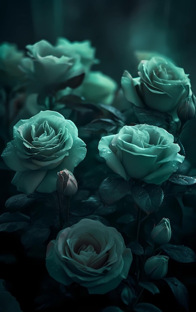 Green roses in the dark wallpapers