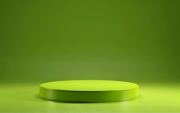 a green round object on a table with a green background