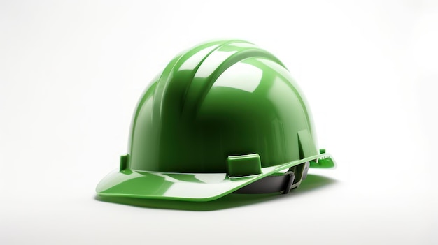 Green safety helmet isolated on white