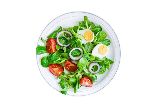 green salad egg, vegetable  tomato, onion, leaves lettuce mix fresh healthy meal food snack