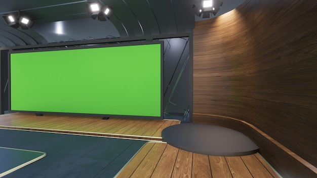 Green Screen Studio 2267_3D Virtual TV Studio News_Studio Background