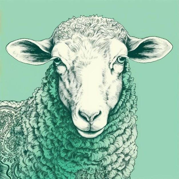 A green sheep with a green background