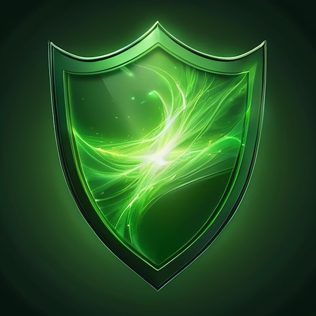 a green shield with a green background