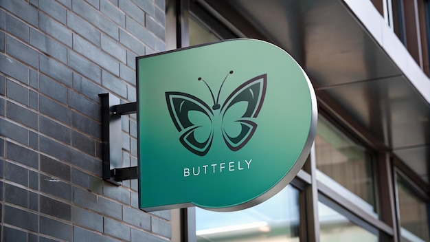 a green sign that says  butterflies  on it