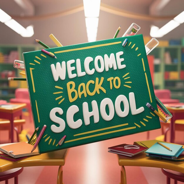 a green sign that says welcome back to school