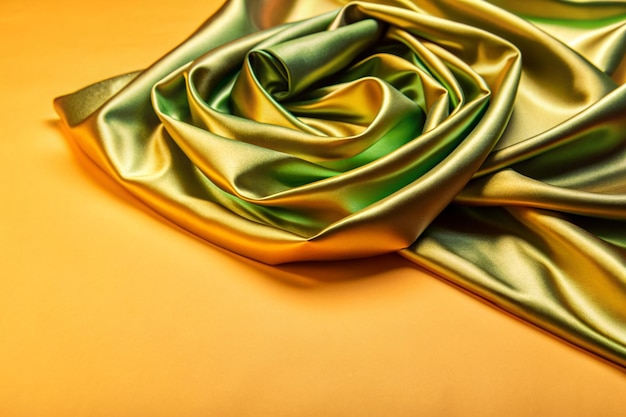 a green silk cloth with a green and gold design