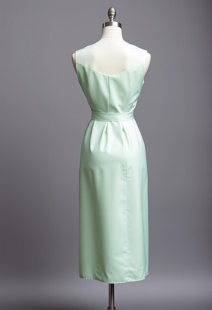 Photo a green silk evening dress with a white strap that says the number 4