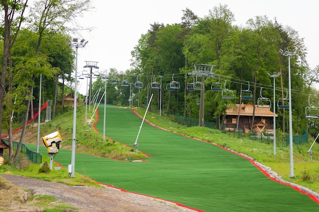 The green ski lift at the ski resort