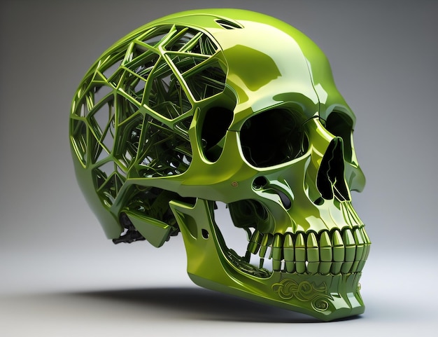 A green skull with a skull on it