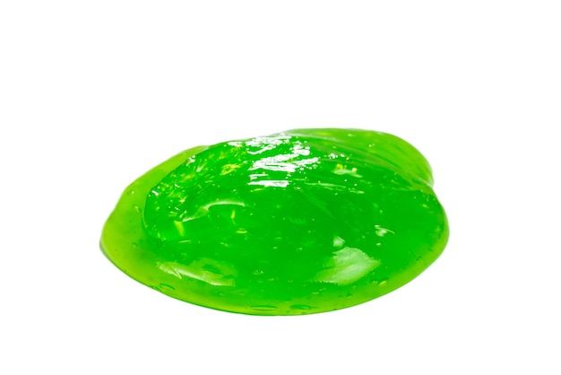 Green slime toy isolated on white. Top view.