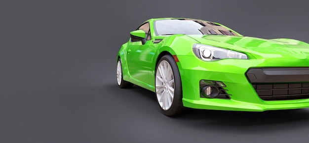 Green small sports car coupe 3d rendering