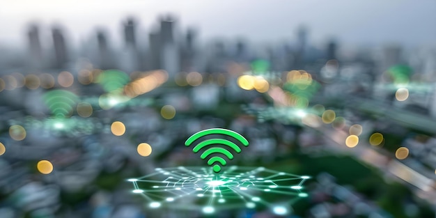 Green smart city with advanced infrastructure and rapid data network connectivity Concept Green Infrastructure Smart City Data Connectivity Advanced Technology